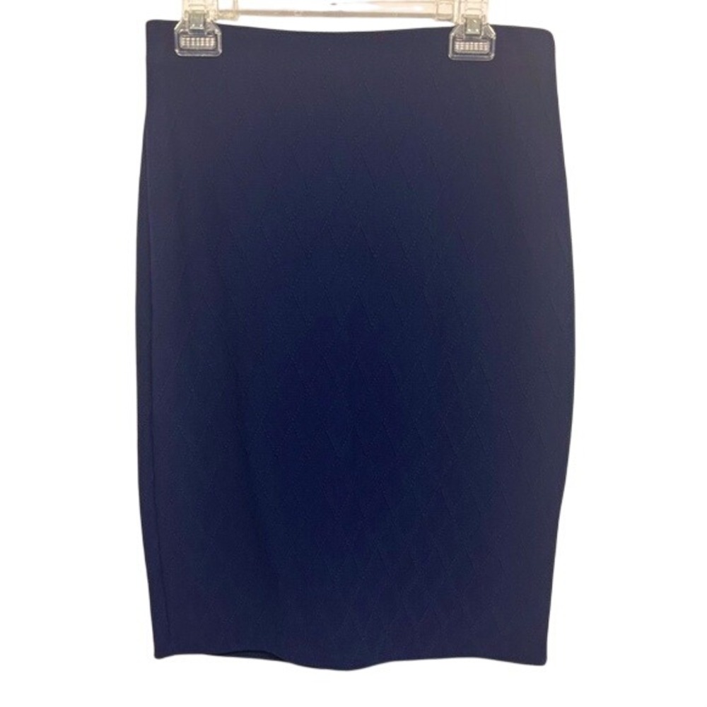 NYCC New York Clothing Co Navy Blue Diamond Textured Pencil Skirt Size M